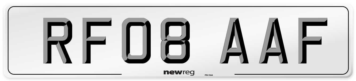 RF08 AAF Number Plate from New Reg